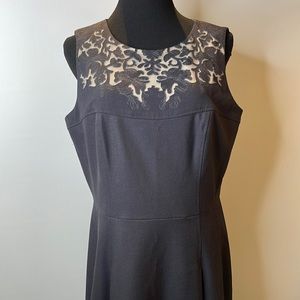 Anne Klein Floral Sheer Charcoal Dress 10